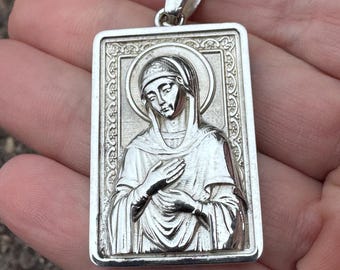 Lady Theotokos and Ever Virgin Mary, Mother of God, God-Bearer in Rectangular Frame 11g or 35g
