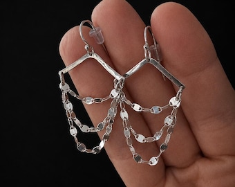 Sparkle Chandelier Earrings Sterling Silver .925