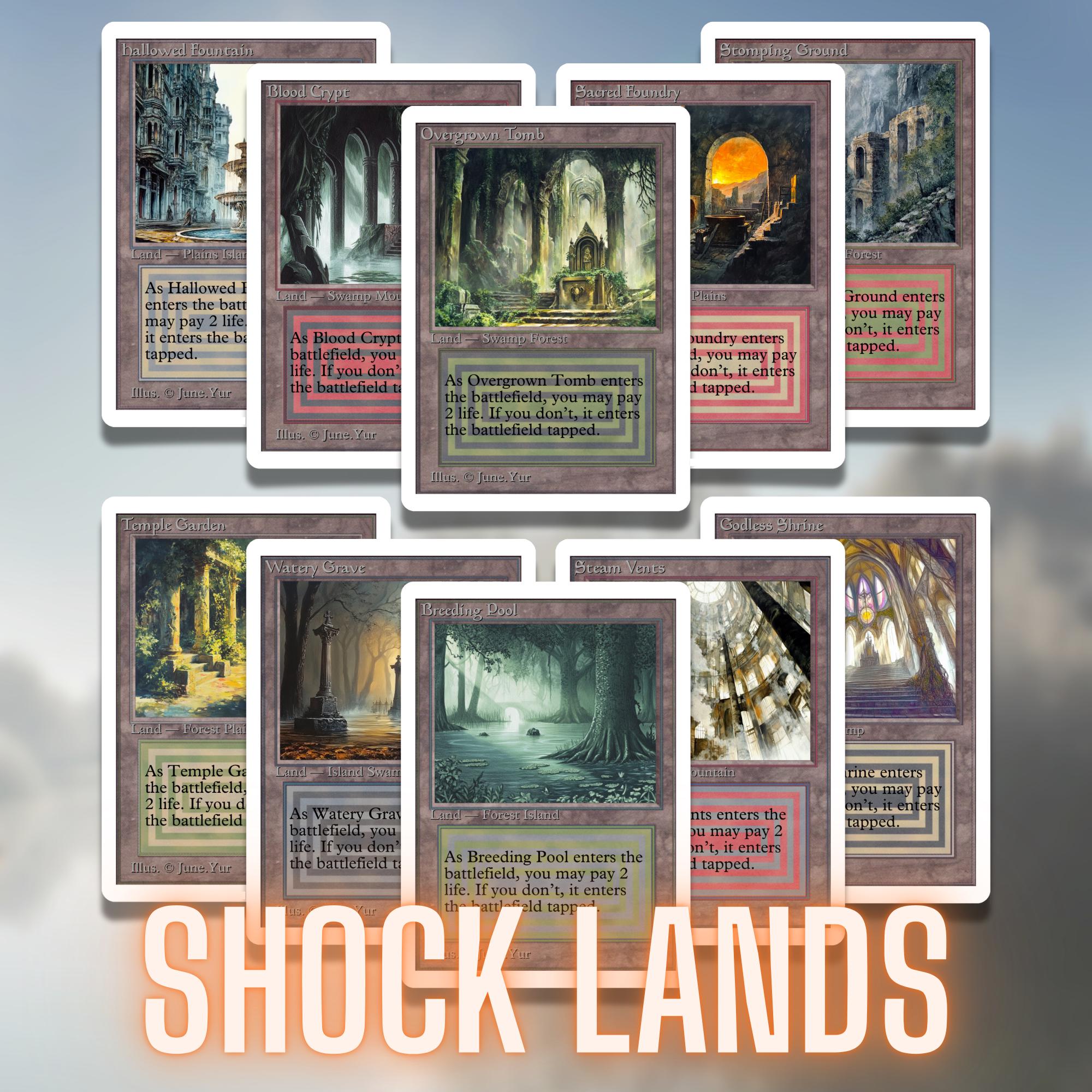 Shock Lands Proxy Set – Unlimited Frame Retro Style | MTG Commander EDH ...