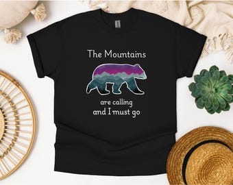 Mountains are Calling Bear T-shirt, Wilderness Tee