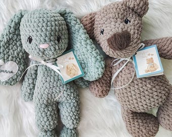 Custom Crochet Snuggler/Plushie | Custom plushie with name embroidery