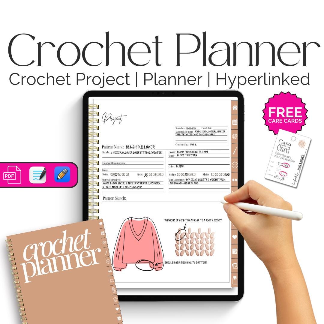Digital Crochet Project Planner | Hyperlinked PDF for Goodnotes ...