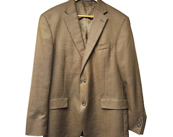 Chaqueta deportiva/blazer vintage Hart Schaffner Marx 44R a cuadros marrones, fabricada en EE. UU., estilo Dark Academia.