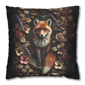 Rustic Fox Pillow Cover Woodland Animal Decor Cozy Faux Suede Cushion Cover Wildlife Throw Pillow Case Boho Cottagecore Nature-Inspired Gift