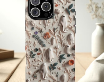 Ghost Phone Case - Cute Halloween Case | iPhone 17 16 15 14, Galaxy S25 S24, Pixel 9 | MagSafe, Slim, Tough | Fall Ghost Design