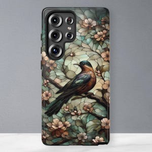 Samsung Galaxy Phone Case - Faux Stained Glass - Bird Case, S25, S24, S23, S22, S21, S20, Ultra, Plus, FE, E,  +,  iPhone & Pixel Options
