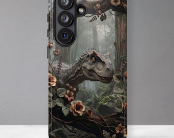 Dinosaur Phone Case, T Rex Phone Case, Faux Wood Forest, iPhone, Samsung Galaxy, Google Pixel Case