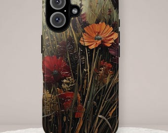 Dark Wildflower Phone Case - Vintage Floral Phone Cover | iPhone 17 16 15, Galaxy S26 S25 S24, Pixel 9 8 | Botanical Cottagecore Case