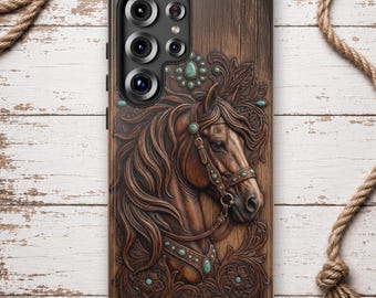 Samsung Galaxy Phone Case - Western Horse Leather Design, S26, S25, S24, S23, Ultra, Plus, FE, iPhone & Pixel Options
