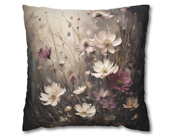 Funda de cojín Wildflower - Decoración floral vintage, estética cottagecore, cojín bohemio de estilo rústico, cojín decorativo para sala de estar y dormitorio