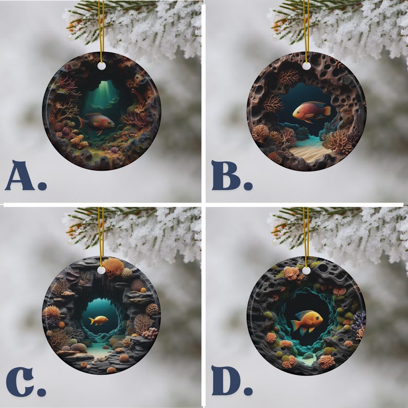 Personalized Ocean Fish Ornament | Coral Reef Ceramic Christmas ...