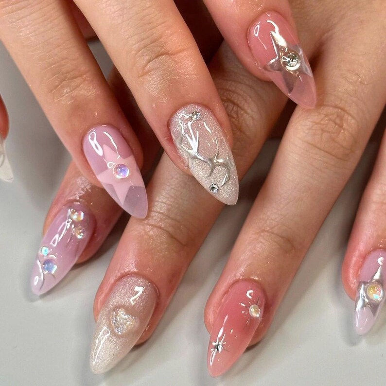 Long Nails, Short Nails, Press on nails, custom nails, Nail Art, Square nails, Trendy Nails, Coffin Nails, Acrylic nails, Accent nail, punk style nail art, gift nails, y2k style Nails, wedding nails, bridal nails, pink nails, star nails