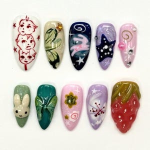 Uñas 3D personalizadas de Miffy, uñas de ensueño, uñas lindas, conejito kawaii, esmalte de uñas, uñas lindas, adornos para uñas, uñas de dibujos animados, uñas elegantes.