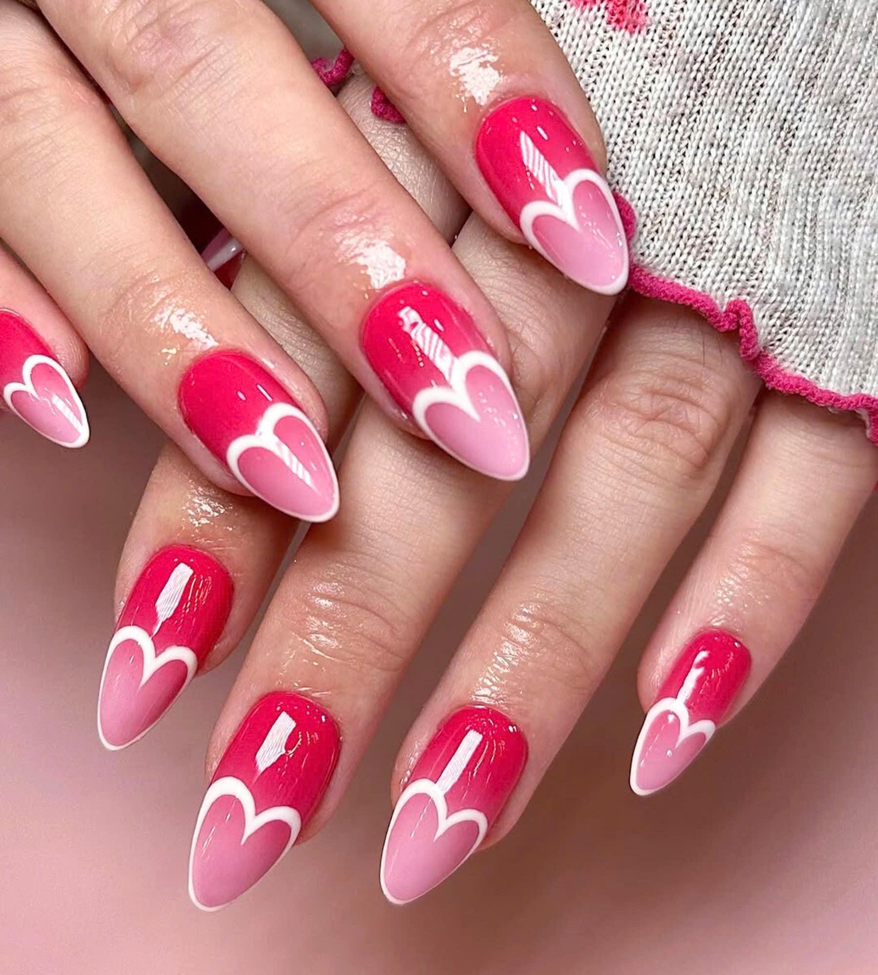 Valentine Elegance Nail Set, Custom Almond Press on Nails, Hand