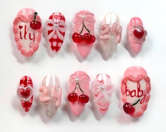 Custom Birthday Age Press on nails, Unique Birthday Nails, Age Option - Colorful and Fun Nail Art Designs, Sweet Cake Nail Set, Gift for her