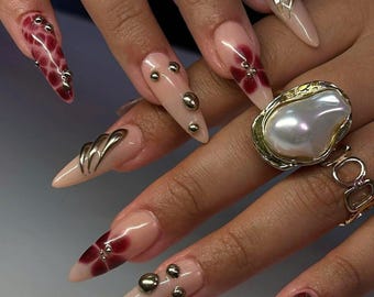 Autumn Press-On Nails, Handmade Nail Art with Golden Tortoiseshell Designs, Fall Nail Set for Holiday, Party, Perfect for a Warm Look, Gifts