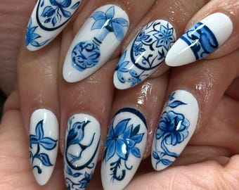 Chinese Porcelain Nails, Fake Nails, Press on Nails. Chinese Tea