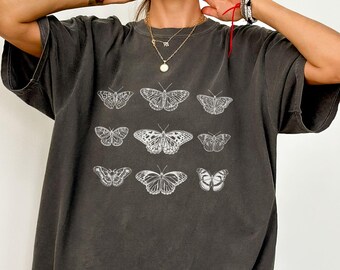 Butterfly Shirt, Minimalist Butterfly Tee, Retro Butterfly Graphic Shirt, Monochrome Butterfly Shirt, 90s Aesthetic Tee, Y2K Comfort Colors®