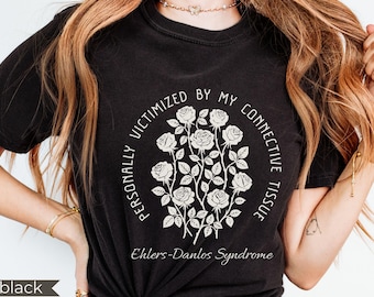 EDS Shirt Comfort Colors®, Classical EDS Tshirt, Ehlers Danlos Gifts, Floral Linocut, Chronic Illness Support Gift