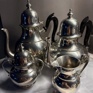 Kirk Pewter, Coffee and Tea 4-piece Pewter serving set