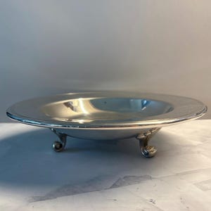 Shirley Pewter, Medium Shallow Bowl with 3 feet, antique pewter