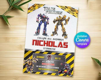 Invitación de cumpleaños imprimible, invitación de cumpleaños de niño autobots, invitación de bots de rescate editable, Descarga instantánea / Invitación de cumpleaños imprimible fiesta de cumpleaños de transformadores