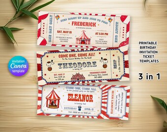 Circus Birthday invitation, printable ticket Invitation, Circus Party Invite Template, Carnival Editable Invitation, boy girl birthday