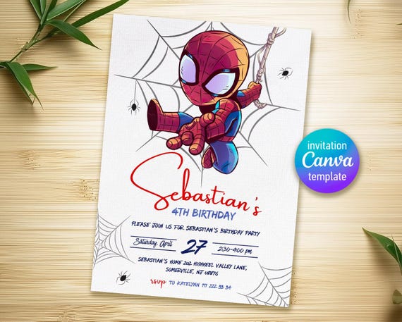 Printable Boy Birthday Invitation, superhero birthday invite, spidey friends invitation, spiderman birthday party invite, super hero
