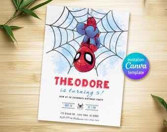 Printable Boy Birthday Invitation, superhero birthday invite, spidey friends invitation, spiderman birthday party invite, super hero