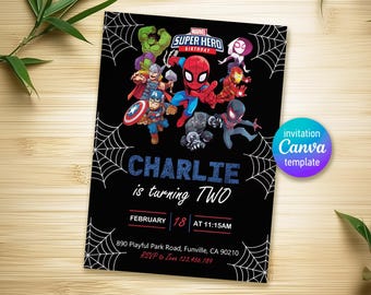 Printable Boy Birthday Invitation, superhero birthday invite, spidey friends invitation, spiderman birthday party invite, super hero