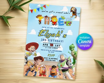 Toy story woody invitation, 3rd bday to infinity beyond Editable invitation, Printable birthday Toy story invite, boy girl birthday invite