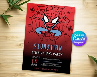 Printable Boy Birthday Invitation, superhero birthday invite, spidey friends invitation, spiderman birthday party invite, super hero