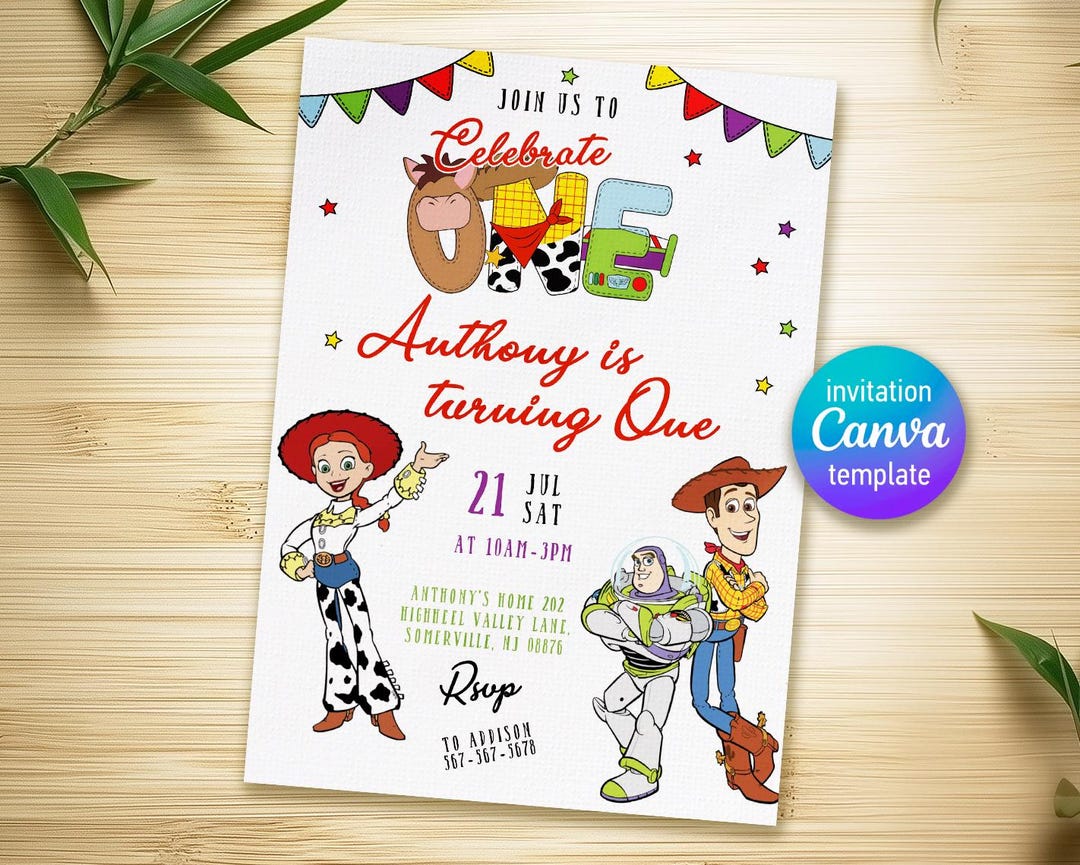 Woody First Rodeo Invite Toy Story Woody Invitation, 1st Bday to Infinity Beyond Editable ...