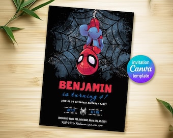 Printable Boy Birthday Invitation, superhero birthday invite, spidey friends invitation, spiderman birthday party invite, super hero