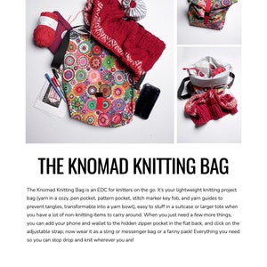 Knomad Knitting Bag DIGITAL SEWING PATTERN with bonus Yarn Cozy pattern