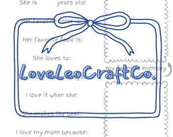 All About My Mom Printable | Mother’s Day Activity for Kids | Fun Fill in the Blank Gift for Mom | Instant Download