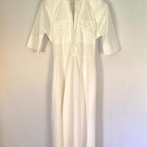 Vintage Baumwolle Shirtkleid Classic Button Down Midi Kleid Retro Damen Casual Mode