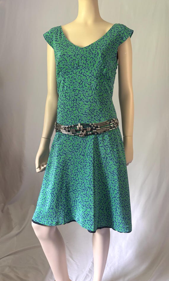 Anni Kuan Silk Print Dress – Vibrant Floral Midi, Lined, Zipper Back