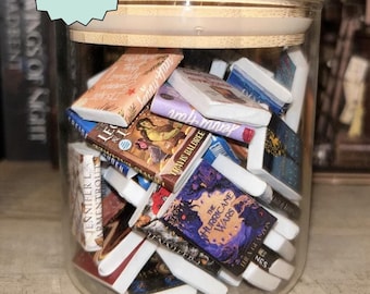 Custom Mini Book Jar, Personalized Miniature Book Collection