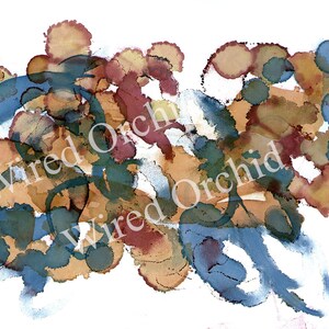 Laser Copy of Original Alcohol Ink Artwork / Denim Blue, Brown, Tan Abstract Design image 2