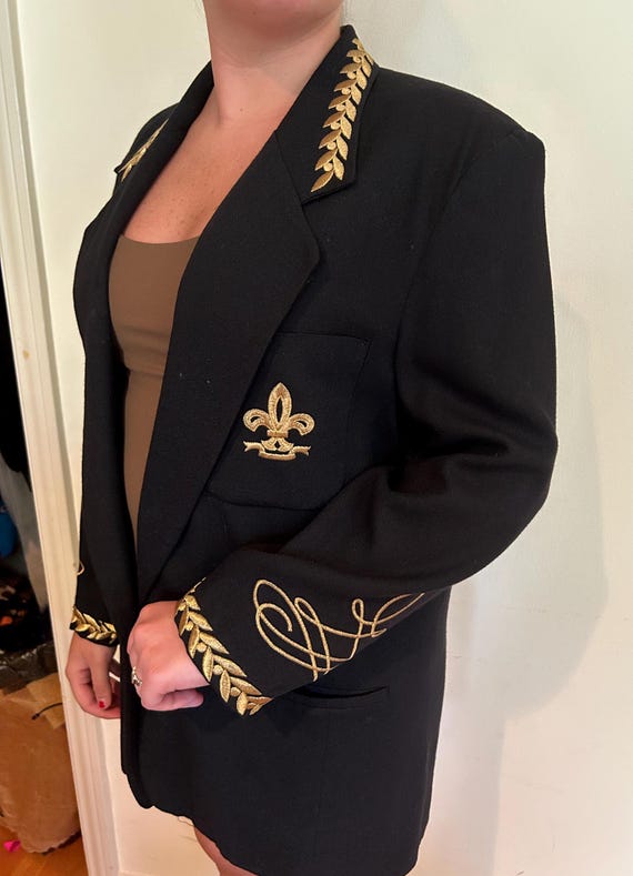 Women s Black and Gold Blazer Etsy UK