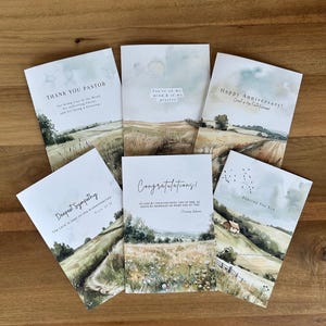 Collection aquarelle de 6 cartes de voeux pour occasion chrétienne/intérieur vierge/Écriture sainte/anniversaire/ministère/anniversaire/mariage/sympathie