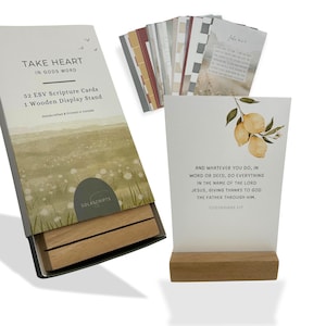 Cartões para Memorização das Escrituras com Suporte de Madeira em Formato de Arco/Bloco: ESV, KJV, NKJV