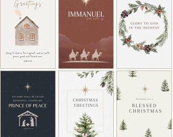 Christian Christmas Watercolor Greeting Cards with Kraft Envelopes