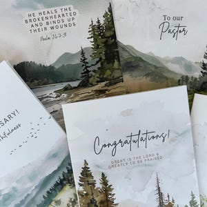 6 Beautiful Christian Watercolor Designed Greeting Cards With Bible Verse & Blank Inside/ Sympathy/Ministry/Anniversary/Wedding/Thank You