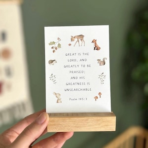 Coffret de cartes de mémorisation des écritures saintes pour jeunes enfants avec support en bois naturel, 40 cartes/versets de la Bible, baby shower, cadeau de nouveau-né
