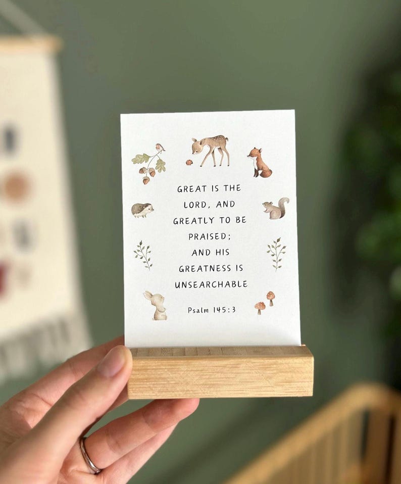 Children's Scripture Memorization Cards: 40 Bible Verses, Wood Display ...