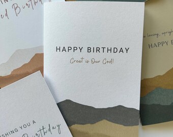 6 Beautiful Christian Watercolor Designed Greeting Cards With Bible Verse & Blank Inside/Birthday/Mountains