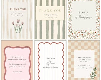 Christian Grace and Gratitude Watercolor Greeting Cards with Kraft Envelopes