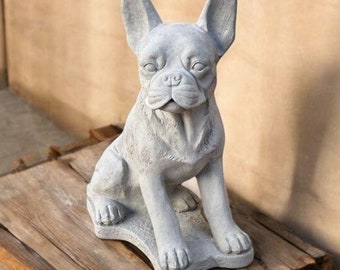 Cement boston terrier dog Concrete dog figure Sitting Boston terrier dog decor Realistic boston terrier Pet memorial statue